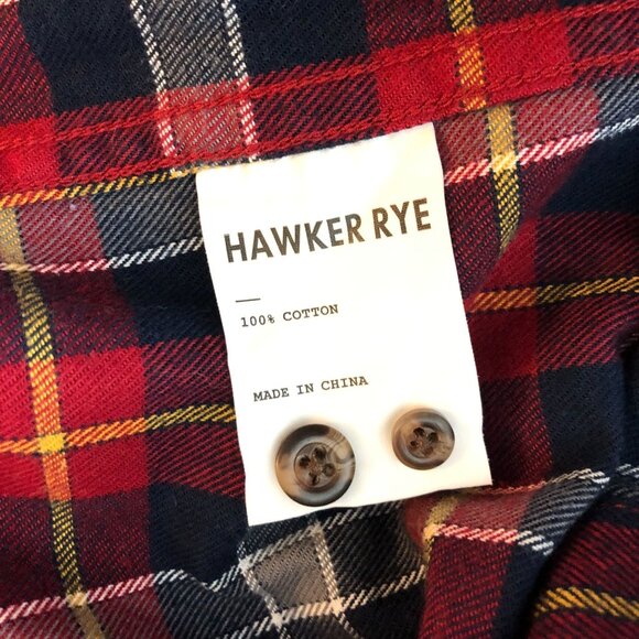 Hawker Rye Mens Red & Navy Plaid Flannel Regular Fit Button-Up Shirt M - Picture 4 of 5